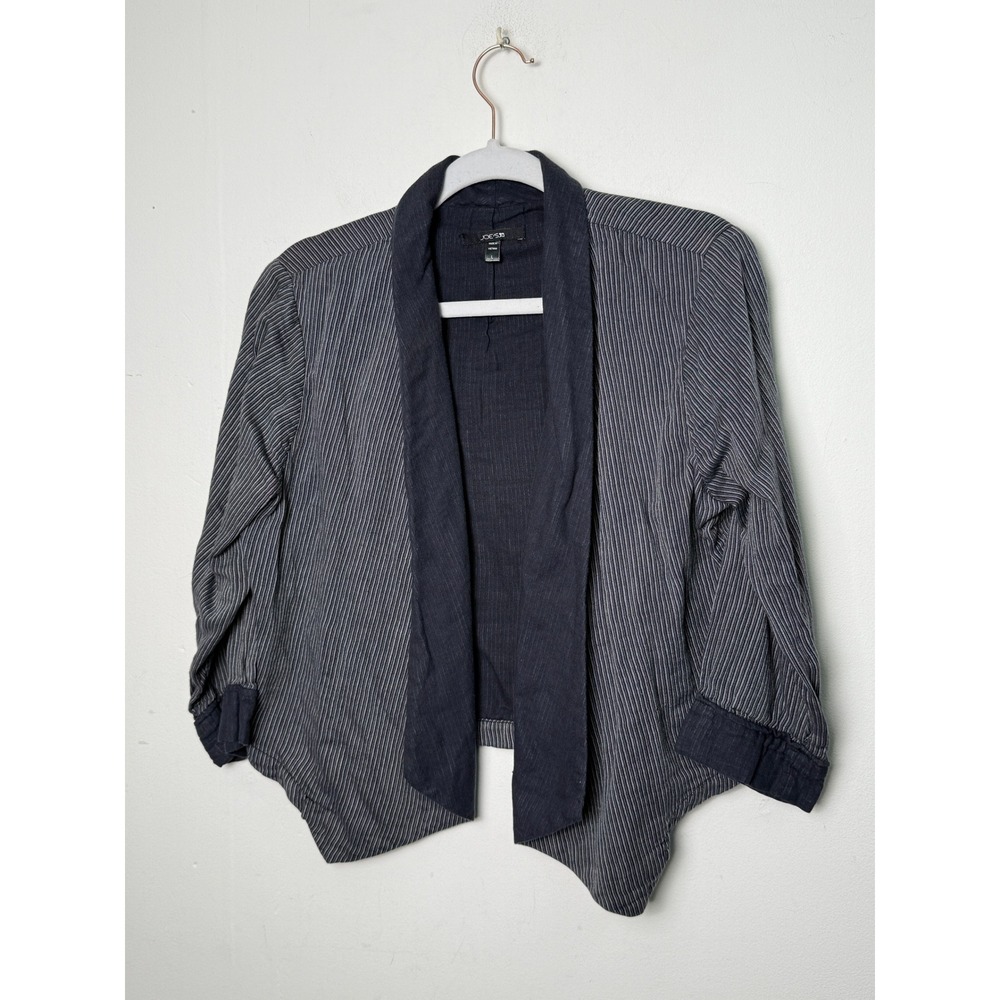 Joes Jeans Womens Blue Pinstripe Open Front Shawl Blazer Jacket Large light
